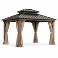Gartenpavillon aus Massivholz mit Stahldach 3x4m Braun/Schwarz