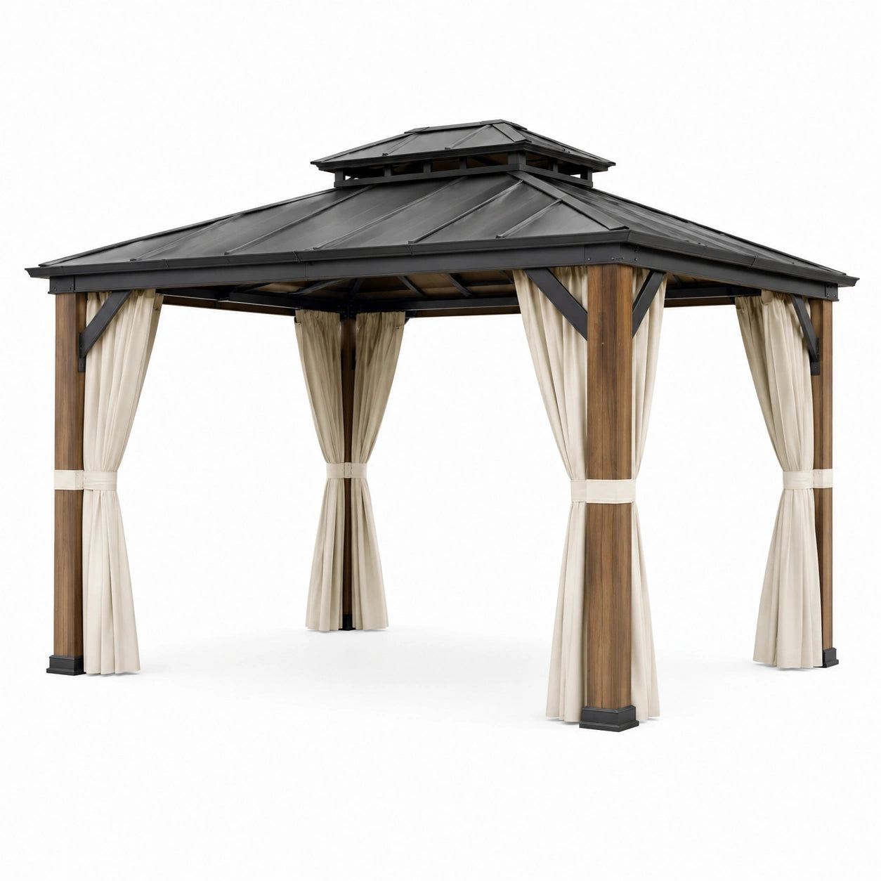 Pavillon aus Stahl und Aluminium mit Polyester-Vorhängen 300x300x270 cm