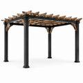 Pergola aus Aluminium und Holz 300x300x250cm Schwarz/Braun