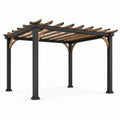 Pergola mit Aluminium und Kiefernholz, Schwarz/Braun, 300x360x230 cm