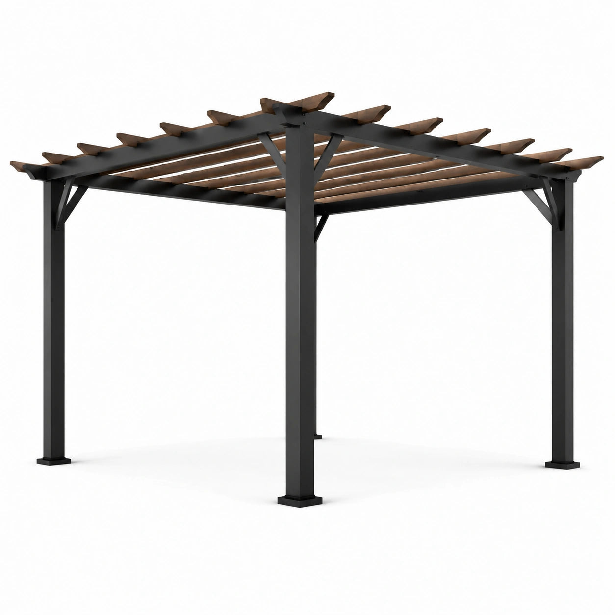 Aluminium-Holz Pergola 300x300 cm Schwarz/Braun