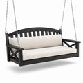 Holzschaukelbank mit Polster Schwarz/Beige 150x75x60cm