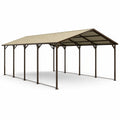 Carport Stahlkonstruktion 6m x 4m Beige Stahlblechdach