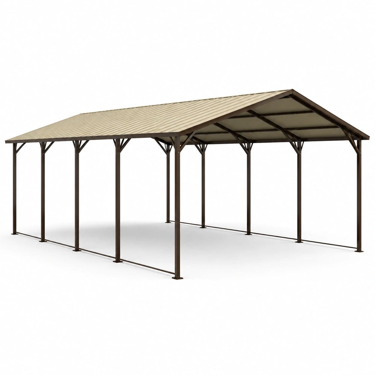 Carport Stahlkonstruktion 6m x 4m Beige Stahlblechdach