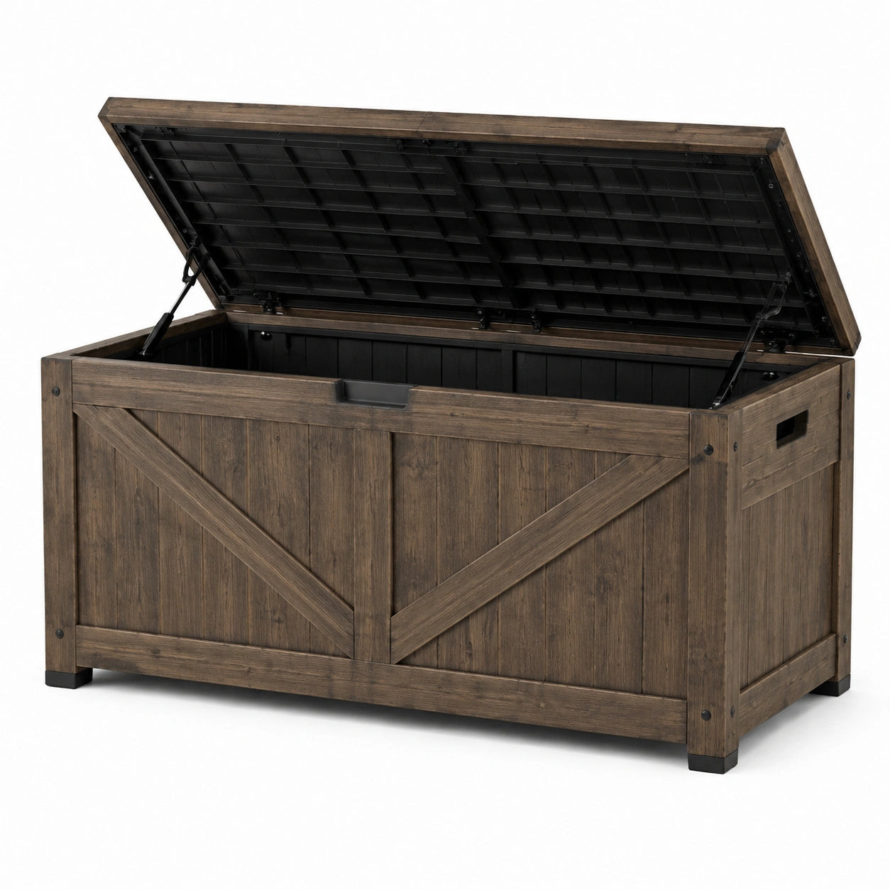 Outdoor-Aufbewahrungsbox aus Holz und Kunststoff Dunkelbraun 120x45x60 cm