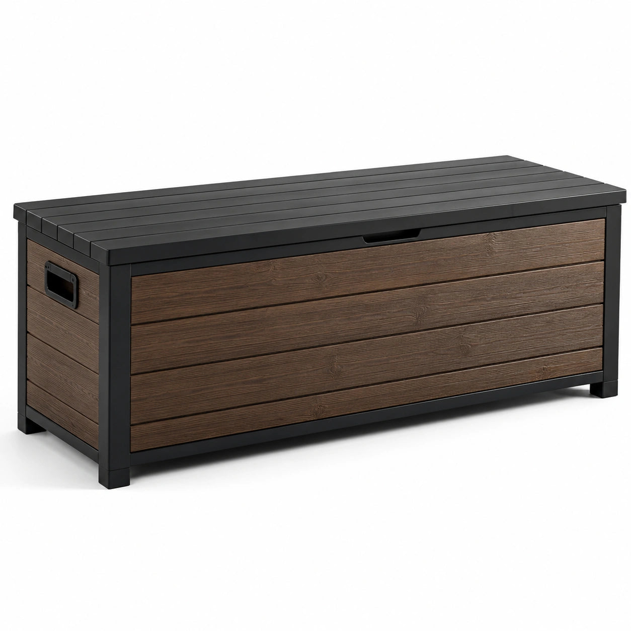 Kunststoff Gartenbox Holzoptik Braun/Schwarz 145x60x57cm