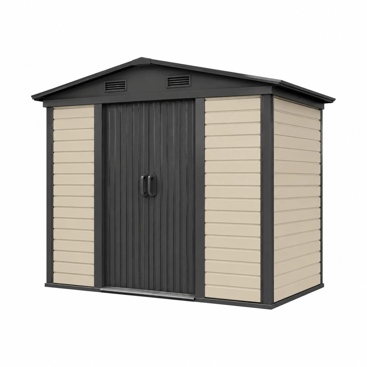 Gartenhaus aus Metall mit UV-beständigem Kunststoff Grau/Beige