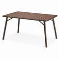 Rechteckiger Aluminium-Gartentisch mit Holzoptik und Schirmloch, Braun, 150x90x75 cm