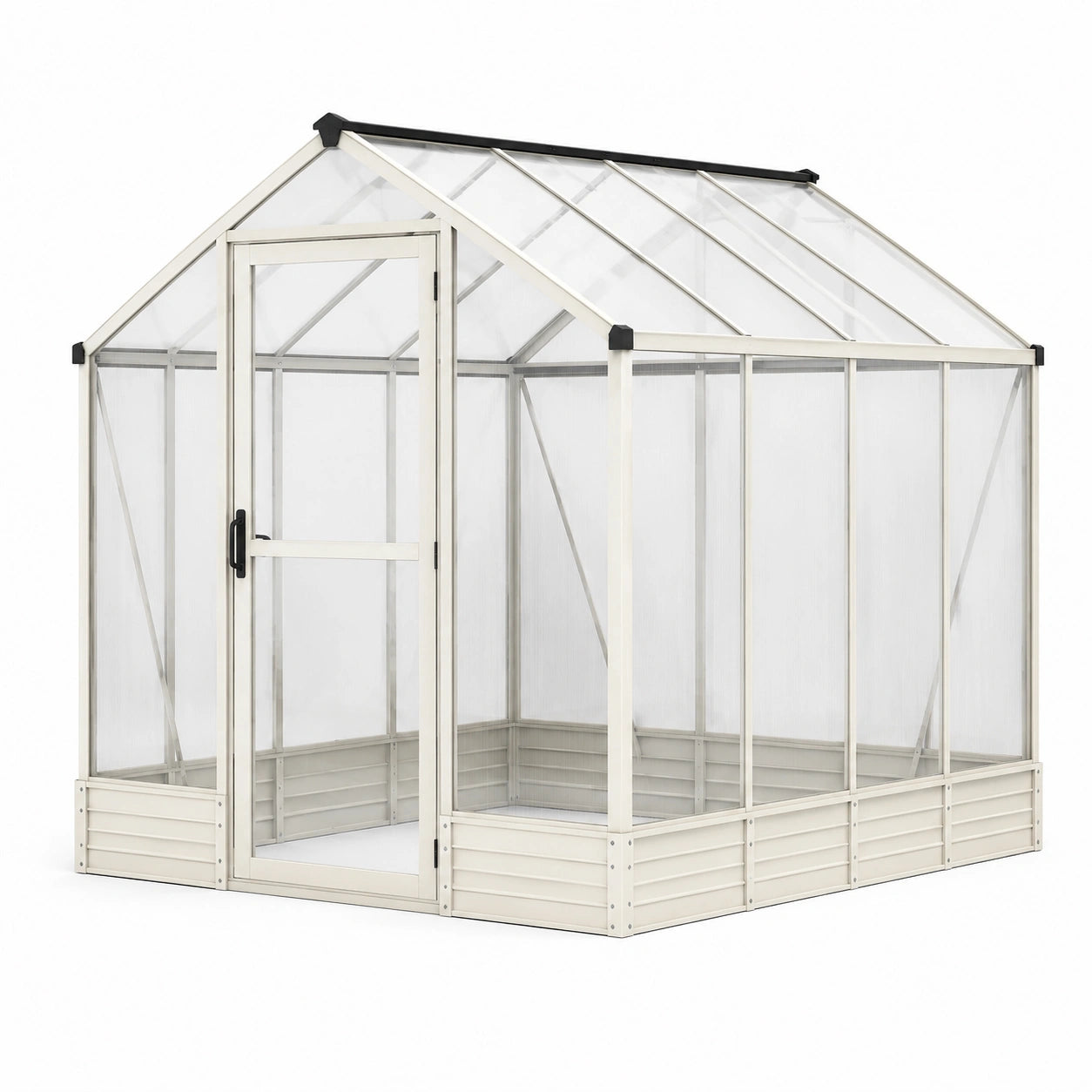 Gewächshaus Aluminium Polycarbonat Doppelstegplatte Beige 190x185x195 cm