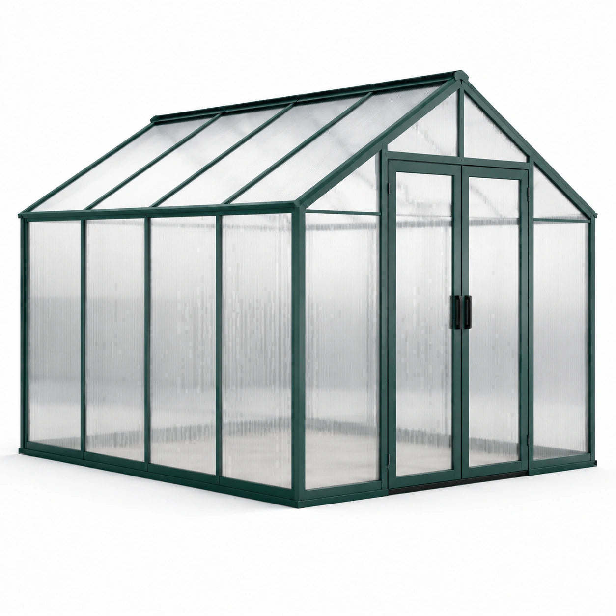 Gewächshaus aus Aluminium und Polycarbonat Grün 250 cm x 190 cm x 195 cm
