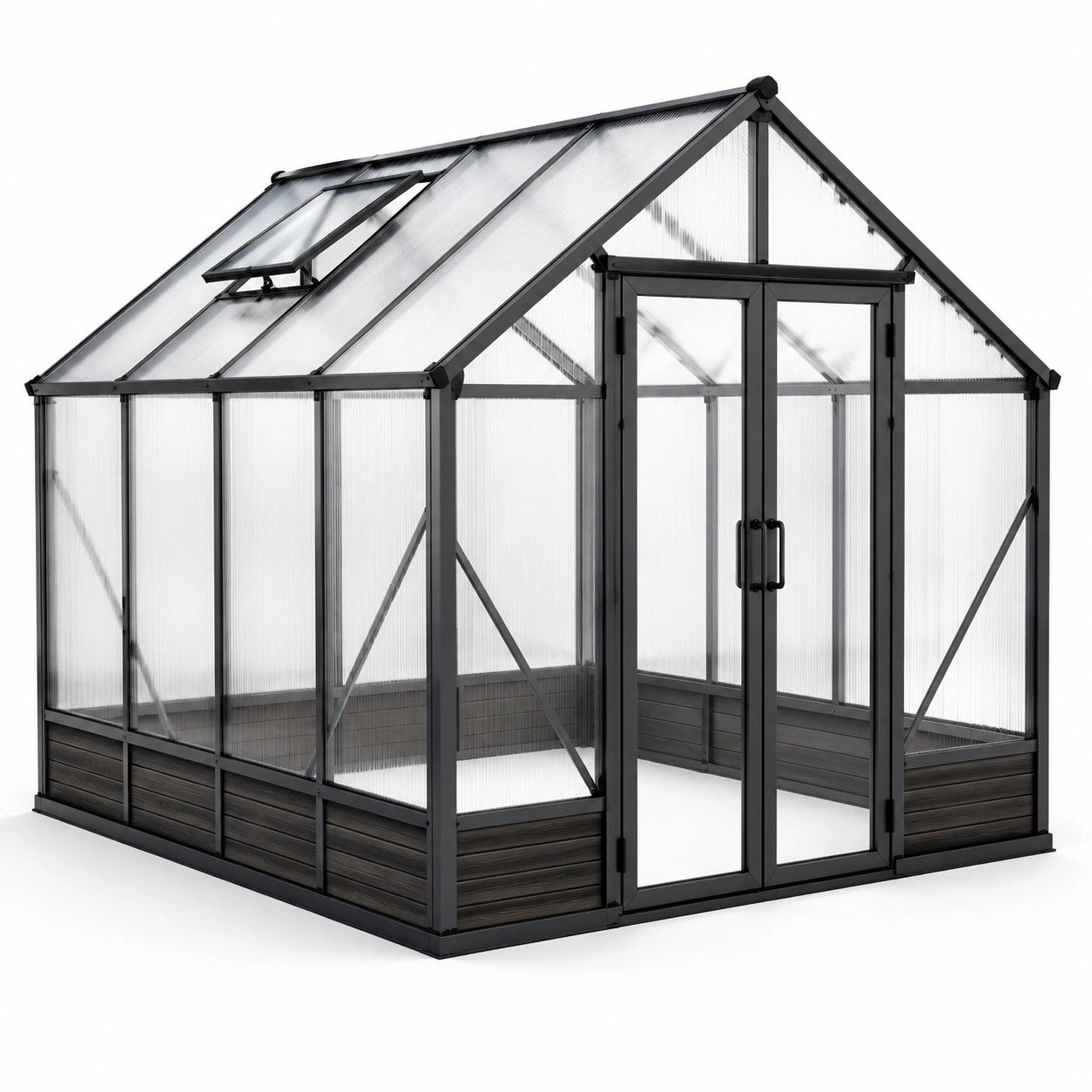 Gewächshaus Aluminium Polycarbonat-Schwarz 250x190x195 cm