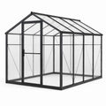 Gewächshaus aus Aluminium mit Polycarbonat, Schwarz, 250x190x195 cm