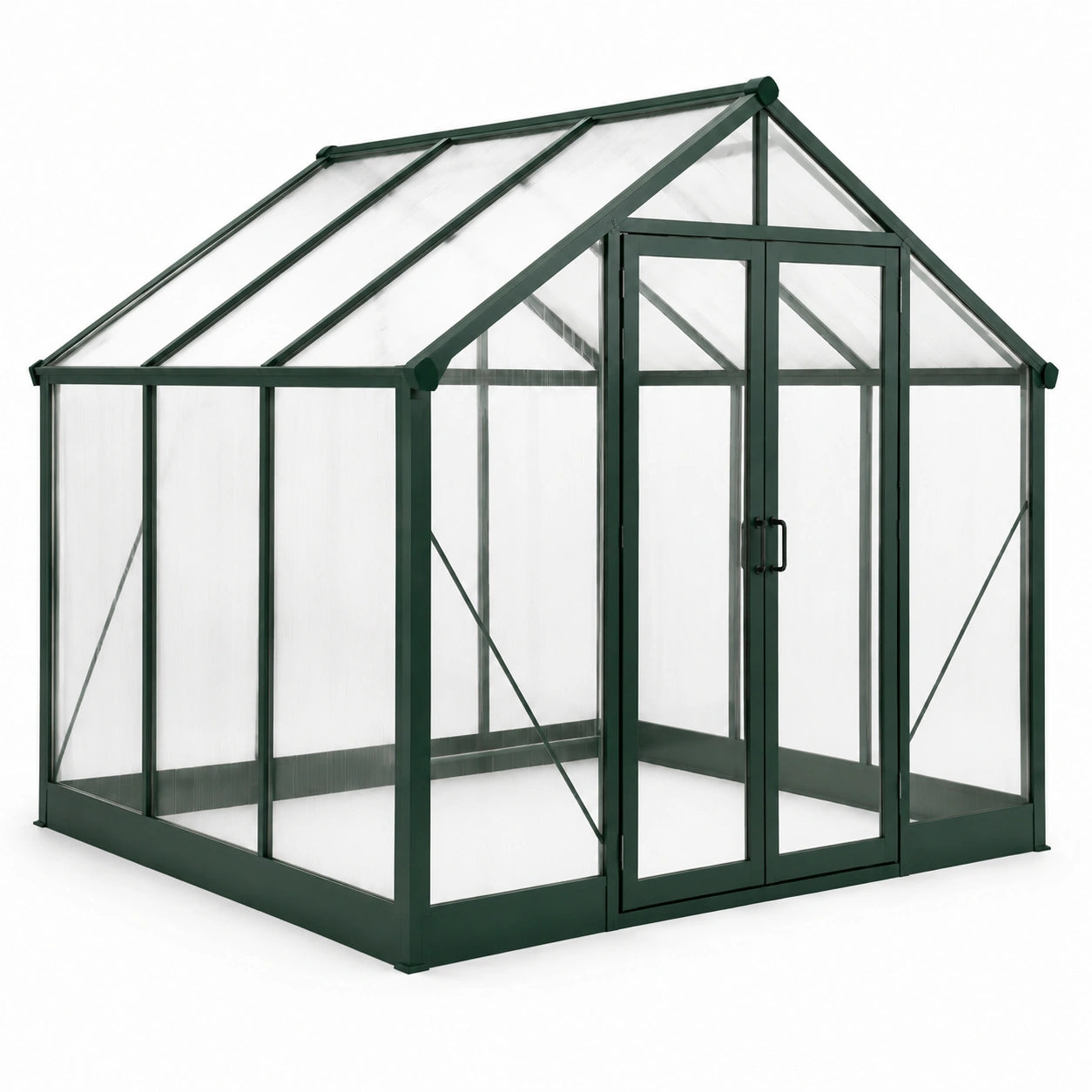 Gewächshaus Aluminium Polycarbonat Grüngrau 250x190x195cm