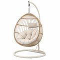 Hängesessel aus Polyrattan Beige mit Kissen