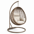 Hängesessel aus Stahl und synthetischem Rattan mit Polyesterkissen Beige Braun